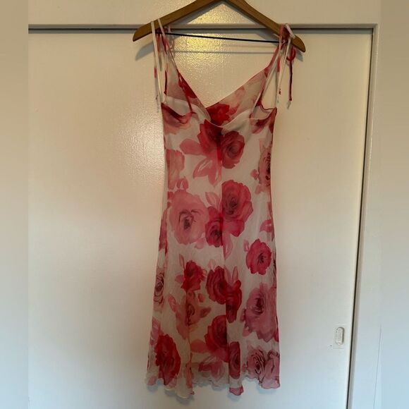 Vintage 90’s City Triangles Rose Print Mini Dress Size 5/Small - Picture 3 of 5